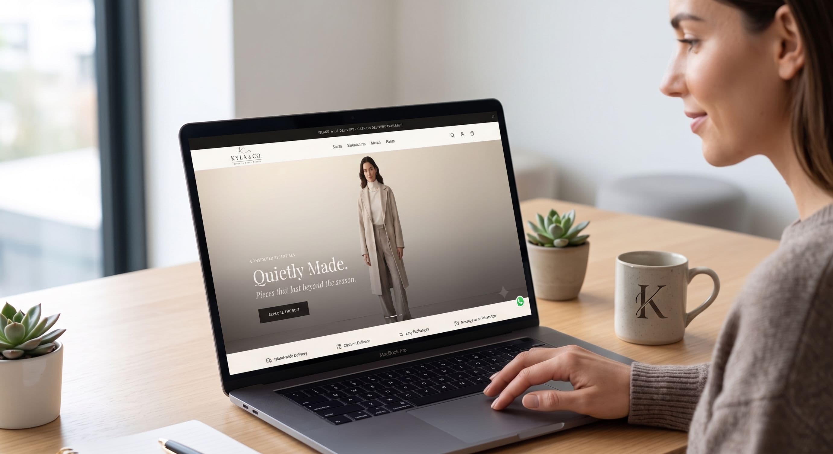 The Kyla & Co storefront open on a laptop